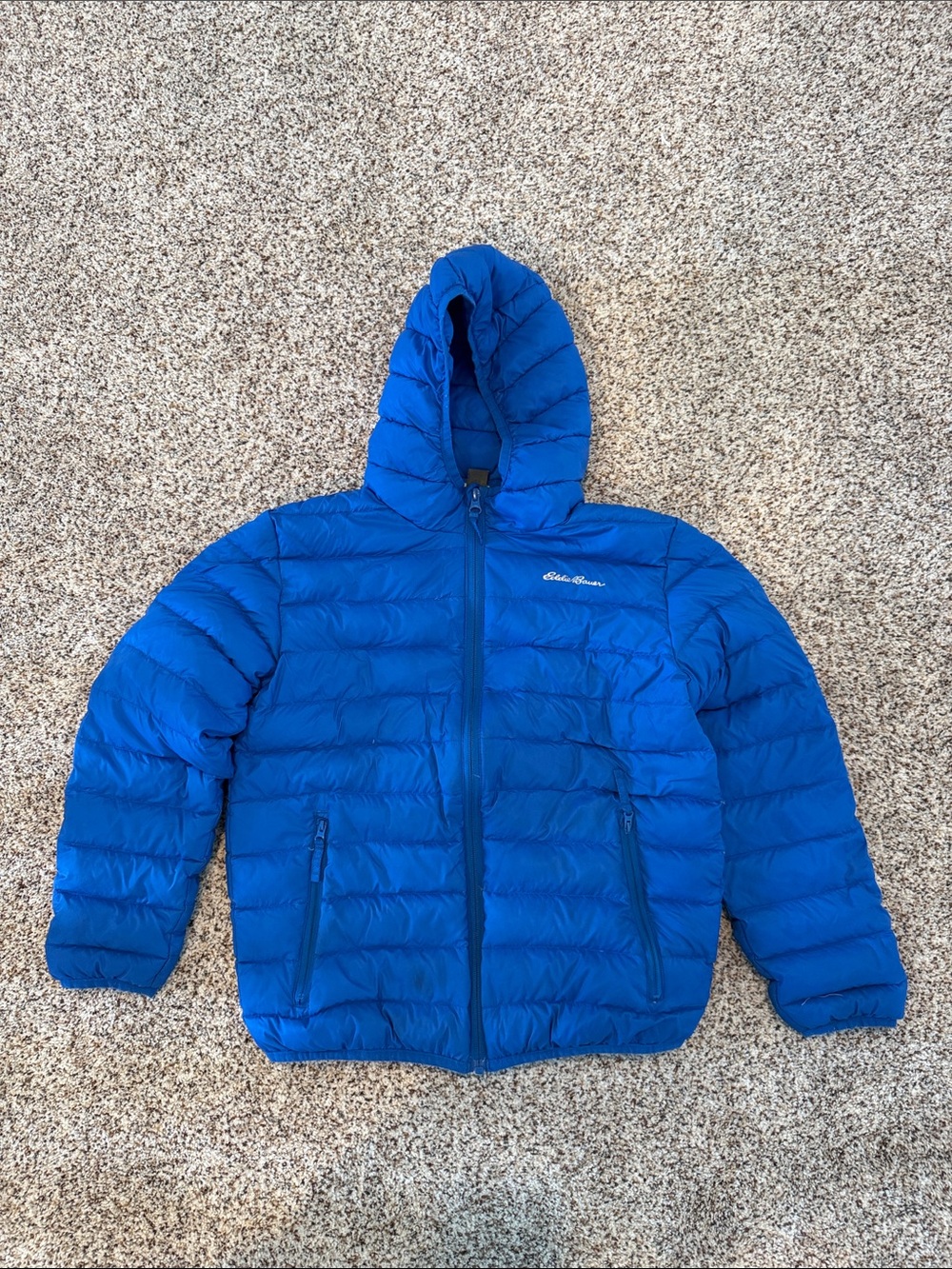Eddie Bauer Kids Bright Blue Down Cirruslite Hooded Puffer Jacket